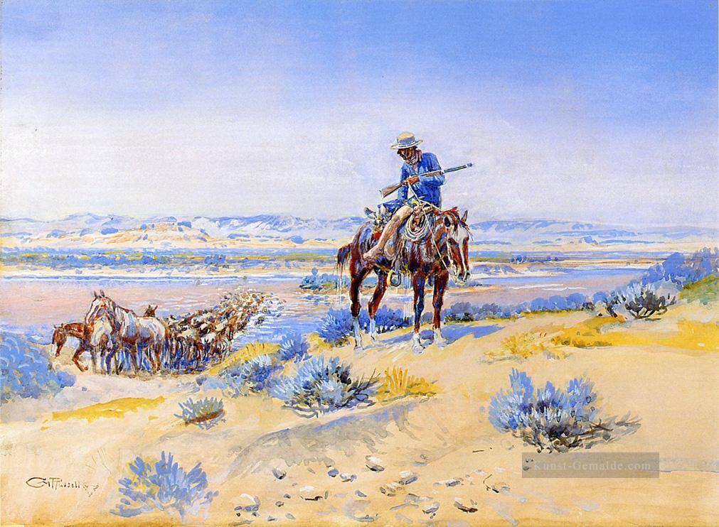 Pferdewechsel Charles Marion Russell Indiana Cowboy Ölgemälde